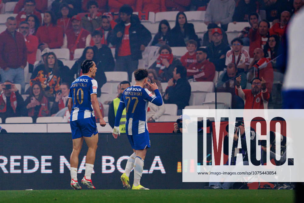 Oskar Pietuszewski seen celebrating after scoring goal during Liga Portugal game between teams of SL Benfica and FC Porto at Estadio Da Luz (Maciej Rogowski Ball Raw Images PT) Lisbon Estadio Da Luz Portugal