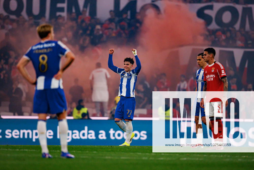 Oskar Pietuszewski seen celebrating after scoring goal during Liga Portugal game between teams of SL Benfica and FC Porto at Estadio Da Luz (Maciej Rogowski Ball Raw Images PT) Lisbon Estadio Da Luz Portugal