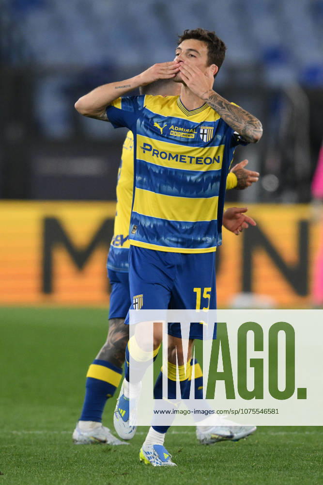 Foto IPP Roberto Ramaccia Roma 4 4 2026 Campionato di Calcio Serie A 2025 2026 Lazio vs Parma Nella foto Enrico Delprato of Parma esulta dopo aver segnato il gol del 0-1 Italy Photo Press - World Copyright Roma italy Italia ITALY