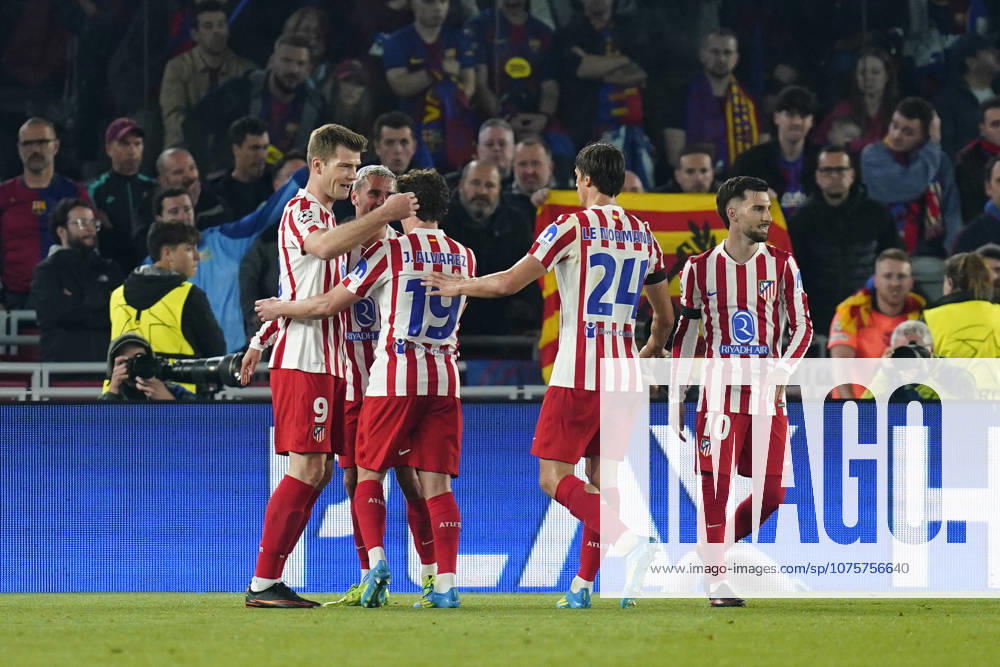 ESP: FC Barcelona, Barca - Atletico de Madrid. UEFA Champions League. Quarter-Finals, first leg. Alexander Sorloth of Atletico de Madrid celebrates the 0-2 during UEFA Champions League match, Quarter-Finals, first leg, between FC Barcelona and Atletico de Madrid played at Spotify Camp Nou Stadium on April 8, 2026 in Barcelona, Spain. kpng