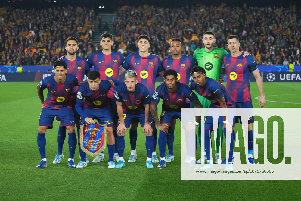 ESP: FC Barcelona, Barca - Atletico de Madrid. UEFA Champions League. Quarter-Finals, first leg. FC Barcelona team group, Mannschaftsbild, Totale during UEFA Champions League match, Quarter-Finals, first leg, between FC Barcelona and Atletico de Madrid played at Spotify Camp Nou Stadium on April 8, 2026 in Barcelona, Spain. kpng