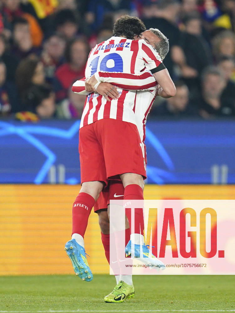 ESP: FC Barcelona, Barca - Atletico de Madrid. UEFA Champions League. Quarter-Finals, first leg. Julian Alvarez of Atletico de Madrid celebrates the 0-1 during UEFA Champions League match, Quarter-Finals, first leg, between FC Barcelona and Atletico de Madrid played at Spotify Camp Nou Stadium on April 8, 2026 in Barcelona, Spain. kpng
