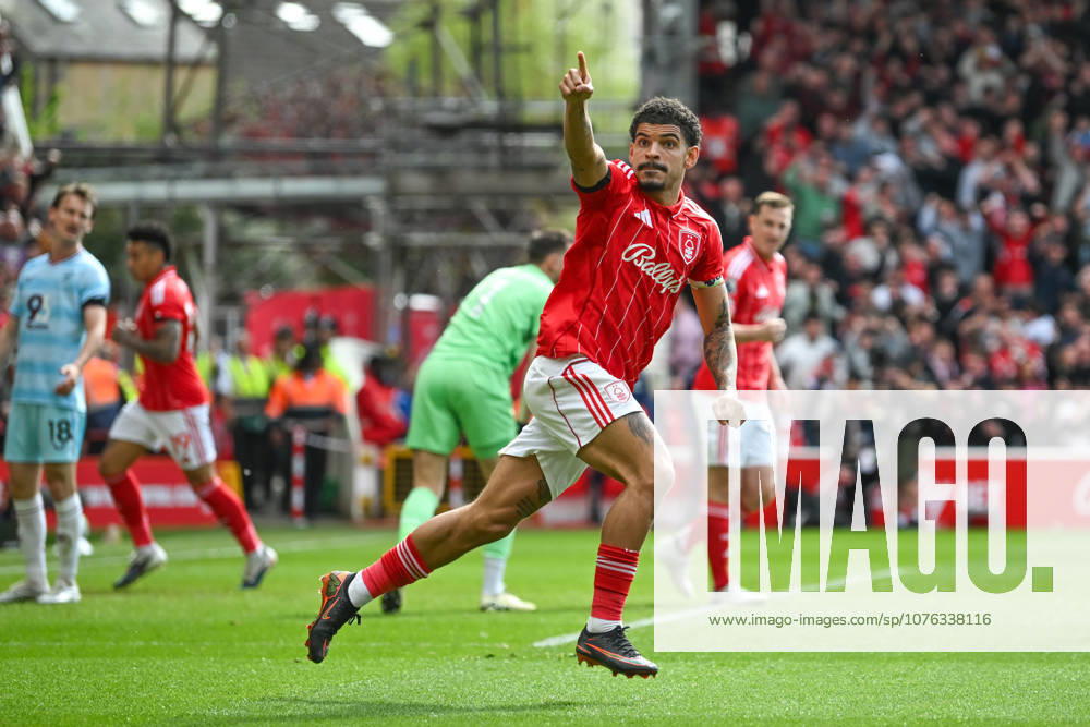 Nottingham, England, 19th April 2026. Morgan Gibbs-White of Nottingham Forest celebrates scoring an equalising goal for his team to make it 1-1 during the Nottingham Forest vs Burnley Premier League match at the City Ground, Nottingham. Picture credit should read: Harriet Massey Sportimage . SPI_071_FOREST_V_BURNLEY SPI-4702-0066