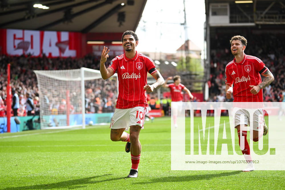 Nottingham, England, 19th April 2026. Morgan Gibbs-White of Nottingham Forest celebrates scoring a third goal for his side to complete his hat-trick during the Nottingham Forest vs Burnley Premier League match at the City Ground, Nottingham. Picture credit should read: Harriet Massey Sportimage . SPI_079_FOREST_V_BURNLEY SPI-4702-0073
