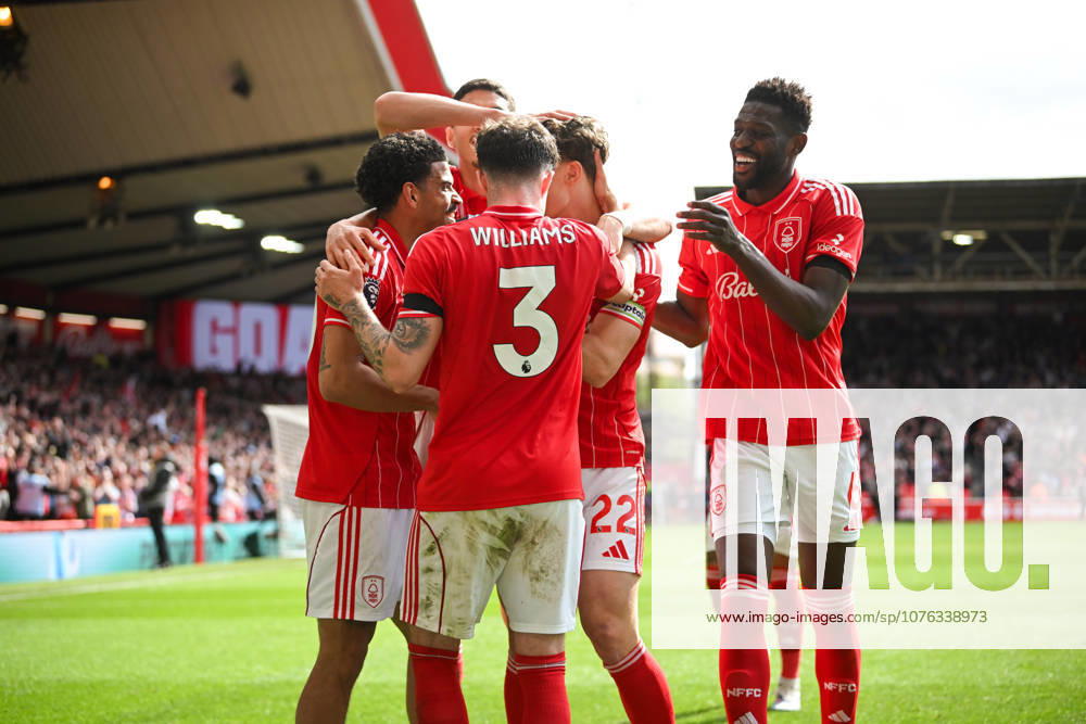 Nottingham, England, 19th April 2026. Morgan Gibbs-White of Nottingham Forest celebrates scoring a third goal for his side to complete his hat-trick during the Nottingham Forest vs Burnley Premier League match at the City Ground, Nottingham. Picture credit should read: Harriet Massey Sportimage . SPI_081_FOREST_V_BURNLEY SPI-4702-0075