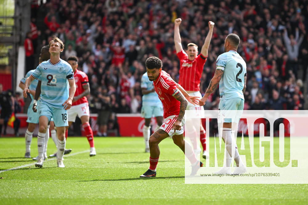 Nottingham, England, 19th April 2026. Morgan Gibbs-White of Nottingham Forest celebrates scoring a second goal to make it 2-1 to his team during the Nottingham Forest vs Burnley Premier League match at the City Ground, Nottingham. Picture credit should read: Harriet Massey Sportimage . SPI_082_FOREST_V_BURNLEY SPI-4702-0076