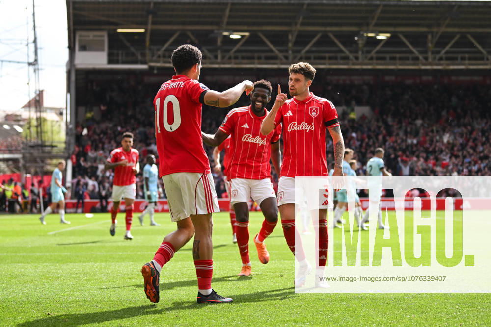Nottingham, England, 19th April 2026. Morgan Gibbs-White of Nottingham Forest celebrates scoring a second goal to make it 2-1 to his team during the Nottingham Forest vs Burnley Premier League match at the City Ground, Nottingham. Picture credit should read: Harriet Massey Sportimage . SPI_084_FOREST_V_BURNLEY SPI-4702-0078