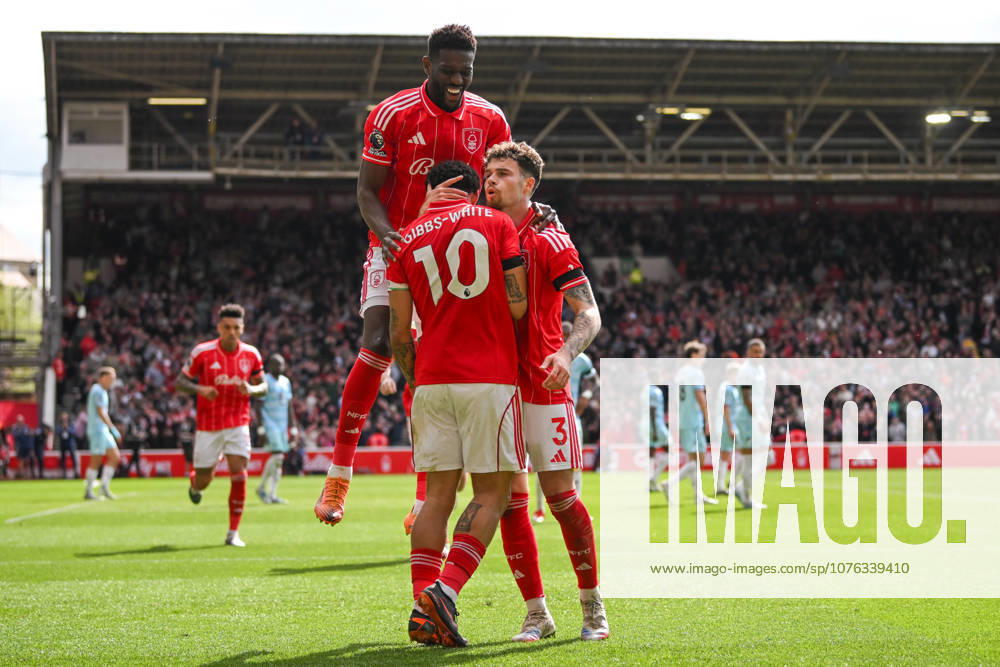 Nottingham, England, 19th April 2026. Morgan Gibbs-White of Nottingham Forest celebrates scoring a second goal to make it 2-1 to his team during the Nottingham Forest vs Burnley Premier League match at the City Ground, Nottingham. Picture credit should read: Harriet Massey Sportimage . SPI_085_FOREST_V_BURNLEY SPI-4702-0079