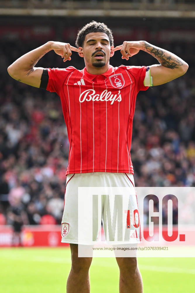 Nottingham, England, 19th April 2026. Morgan Gibbs-White of Nottingham Forest celebrates scoring a second goal to make it 2-1 to his team during the Nottingham Forest vs Burnley Premier League match at the City Ground, Nottingham. Picture credit should read: Harriet Massey Sportimage . SPI_088_FOREST_V_BURNLEY SPI-4702-0082