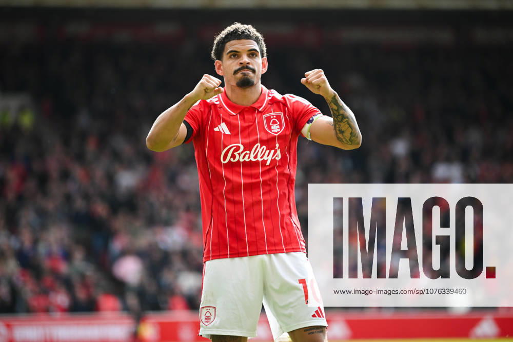Nottingham, England, 19th April 2026. Morgan Gibbs-White of Nottingham Forest celebrates scoring a second goal to make it 2-1 to his team during the Nottingham Forest vs Burnley Premier League match at the City Ground, Nottingham. Picture credit should read: Harriet Massey Sportimage . SPI_090_FOREST_V_BURNLEY SPI-4702-0084