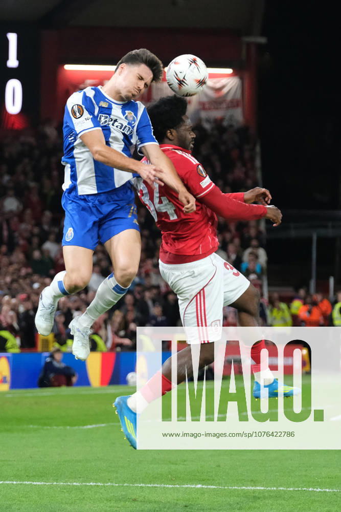 Nottingham Forest v FC Porto - UEFA Europa League Quarter Final Francisco Moura of FC Porto and Ola Aina of Nottingham Forest seen in action during the UEFA Europa league quarter final football match between Nottingham Forest and FC Porto. Final score : Nottingham Forest 1 : 0 FC Porto Nottingham United Kingdom