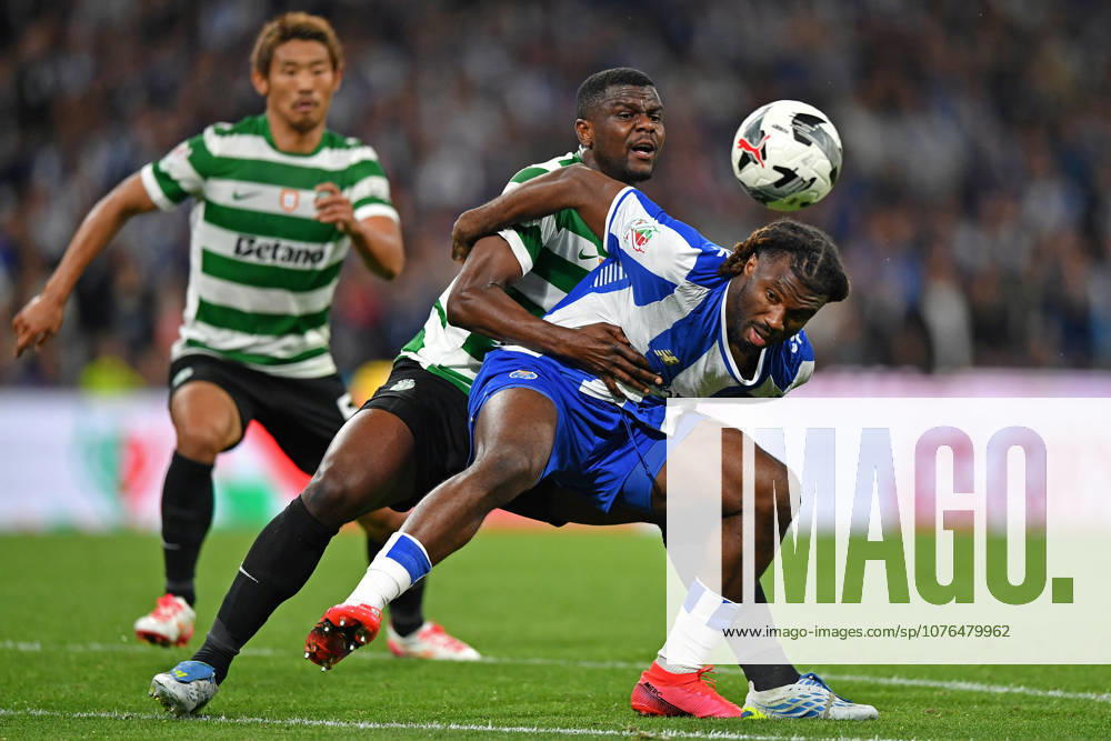 22nd April 2026; Dragao Stadium, Porto, Portugal; Taca de Portugal, FC Porto versus Sporting Lisboa; Terem Moffi of FC Porto battles for possession ball with Ousmane Diomande of Sporting Lisboa DanielxCastro DiaEsportivo