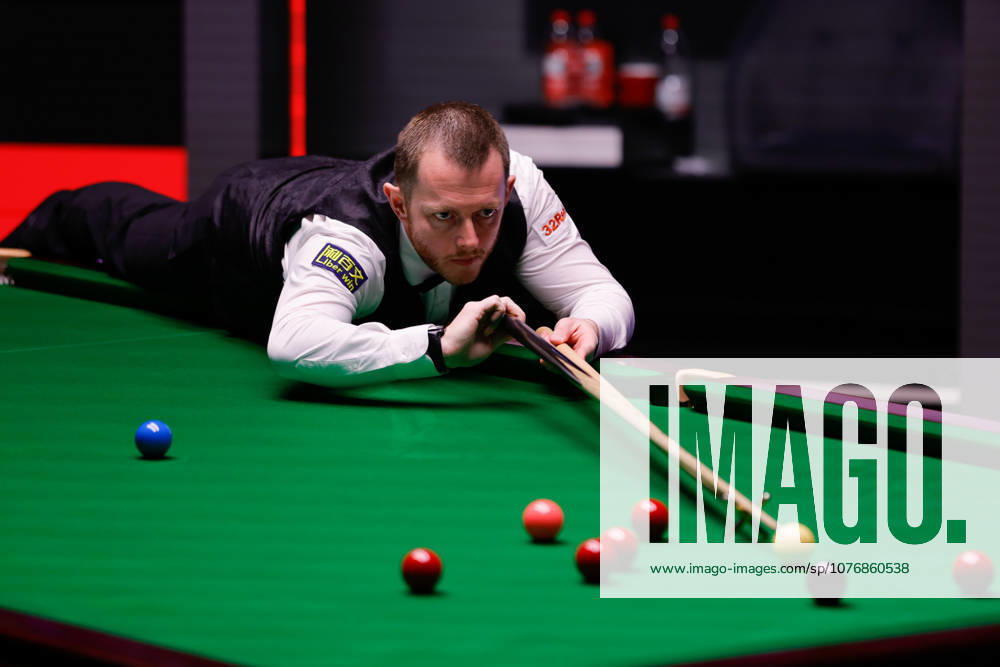 Mark Allen of Northern Ireland plays a shot in the Semifinal match against Wu Yize of China on day 14 of Halo World Championship, WM, Weltmeisterschaft 2026 at Crucible Theatre on May 1, 2026 in Sheffield, England.