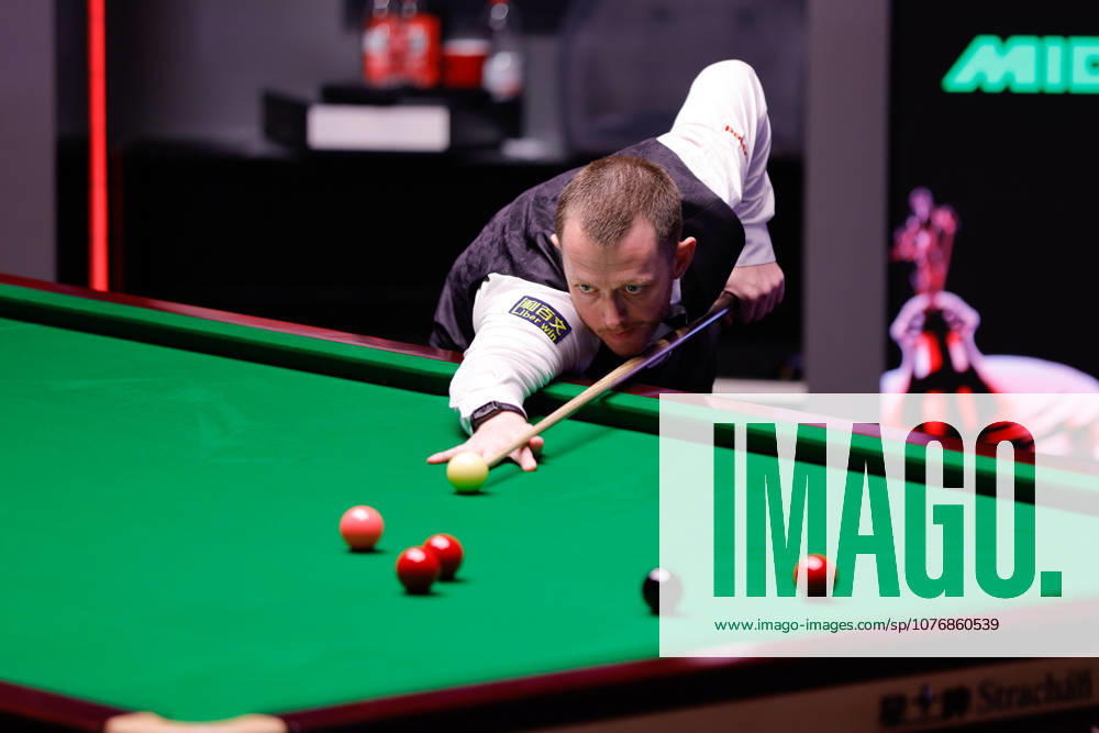 Mark Allen of Northern Ireland plays a shot in the Semifinal match against Wu Yize of China on day 14 of Halo World Championship, WM, Weltmeisterschaft 2026 at Crucible Theatre on May 1, 2026 in Sheffield, England.