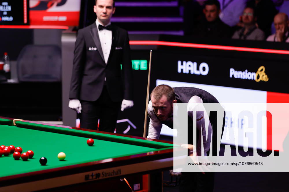 Mark Allen of Northern Ireland reacts in the Semifinal match against Wu Yize of China on day 14 of Halo World Championship, WM, Weltmeisterschaft 2026 at Crucible Theatre on May 1, 2026 in Sheffield, England.