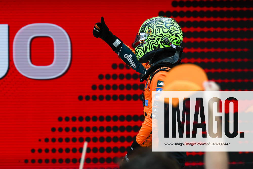 2nd May 2026; Miami International Autodrome, Miami, Florida, United States of America; 2026 FIA Formula 1 Miami Grand Prix; Sprint Race; Lando Norris (1) of Great Britain and McLaren Mastercard F1 Team holds a thumbs up to fans and crew after winning the Sprint Race DavidxBuono