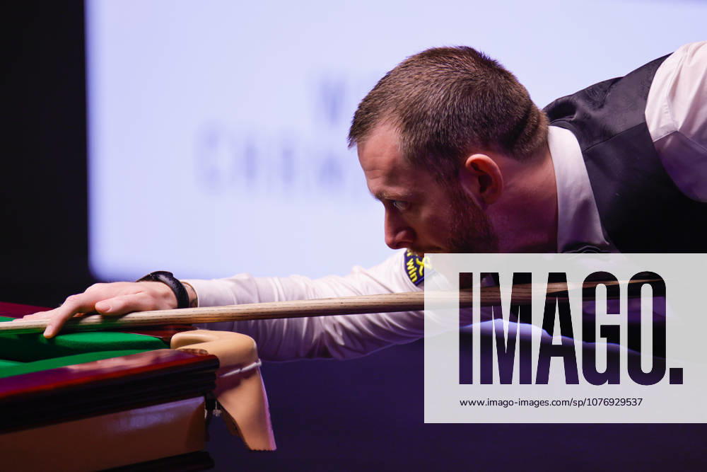Mark Allen of Northern Ireland plays a shot in the Semifinal match against Wu Yize of China on day 15 of Halo World Championship, WM, Weltmeisterschaft 2026 at Crucible Theatre on May 2, 2026 in Sheffield, England.