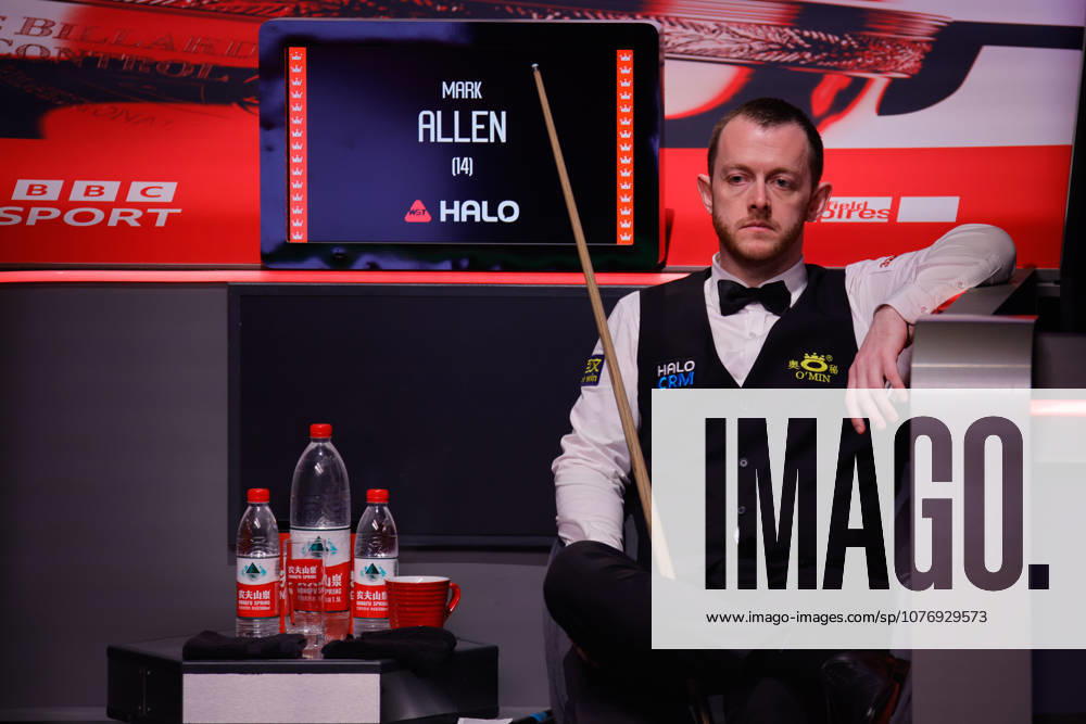 Mark Allen of Northern Ireland reacts in the Semifinal match against Wu Yize of China on day 15 of Halo World Championship, WM, Weltmeisterschaft 2026 at Crucible Theatre on May 2, 2026 in Sheffield, England.