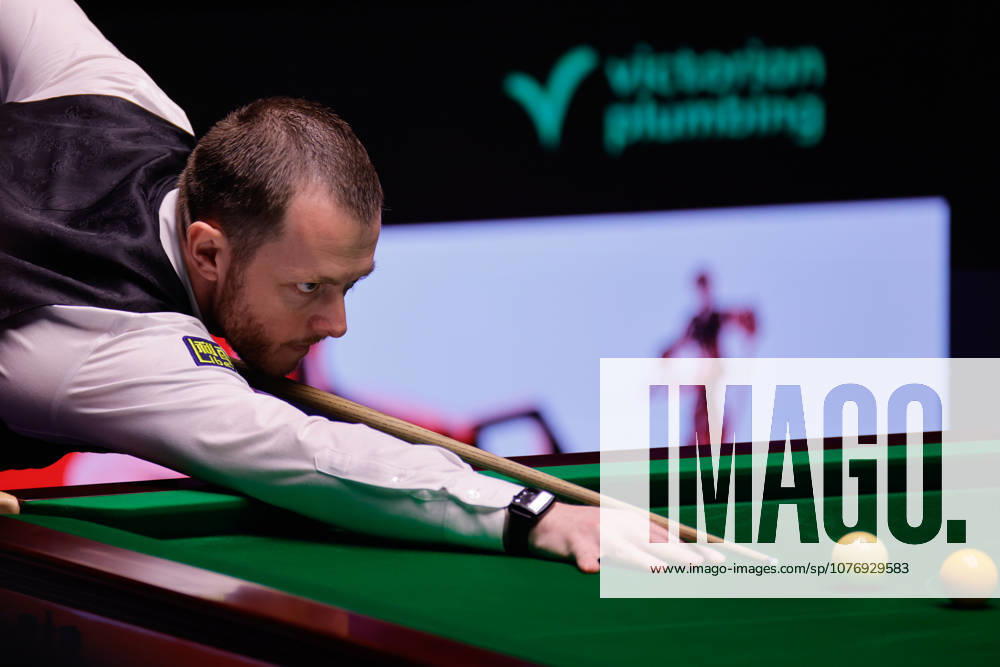 Mark Allen of Northern Ireland plays a shot in the Semifinal match against Wu Yize of China on day 15 of Halo World Championship, WM, Weltmeisterschaft 2026 at Crucible Theatre on May 2, 2026 in Sheffield, England.