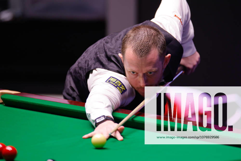 Mark Allen of Northern Ireland plays a shot in the Semifinal match against Wu Yize of China on day 15 of Halo World Championship, WM, Weltmeisterschaft 2026 at Crucible Theatre on May 2, 2026 in Sheffield, England.