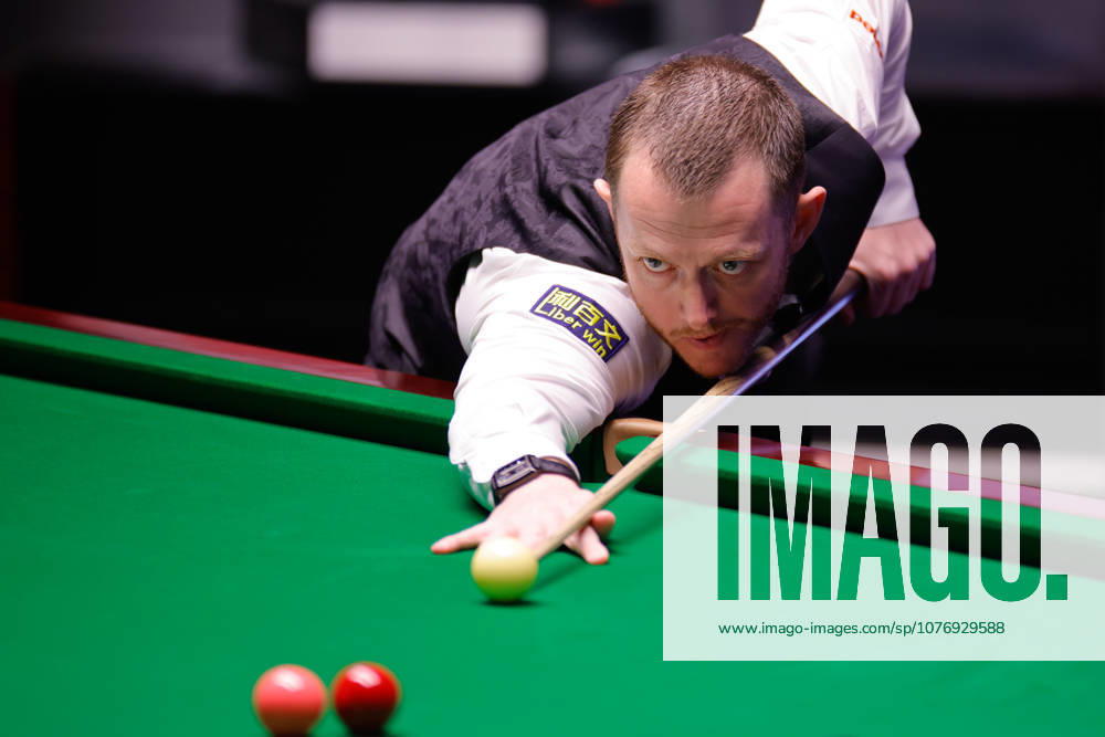 Mark Allen of Northern Ireland plays a shot in the Semifinal match against Wu Yize of China on day 15 of Halo World Championship, WM, Weltmeisterschaft 2026 at Crucible Theatre on May 2, 2026 in Sheffield, England.