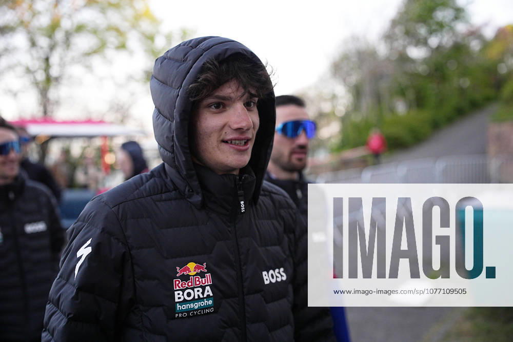 Italys Giulio Pellizzari of Red Bull - Bora - Hansgrohe during the teams presentation ahead of the Giro dItalia cycling race in Burgas. The race starts on Friday, May 8, with the first stage over 160 km, from Nessebar to Burgas, Bulgaria - Wednesday, May 6, 2026. - cycling.