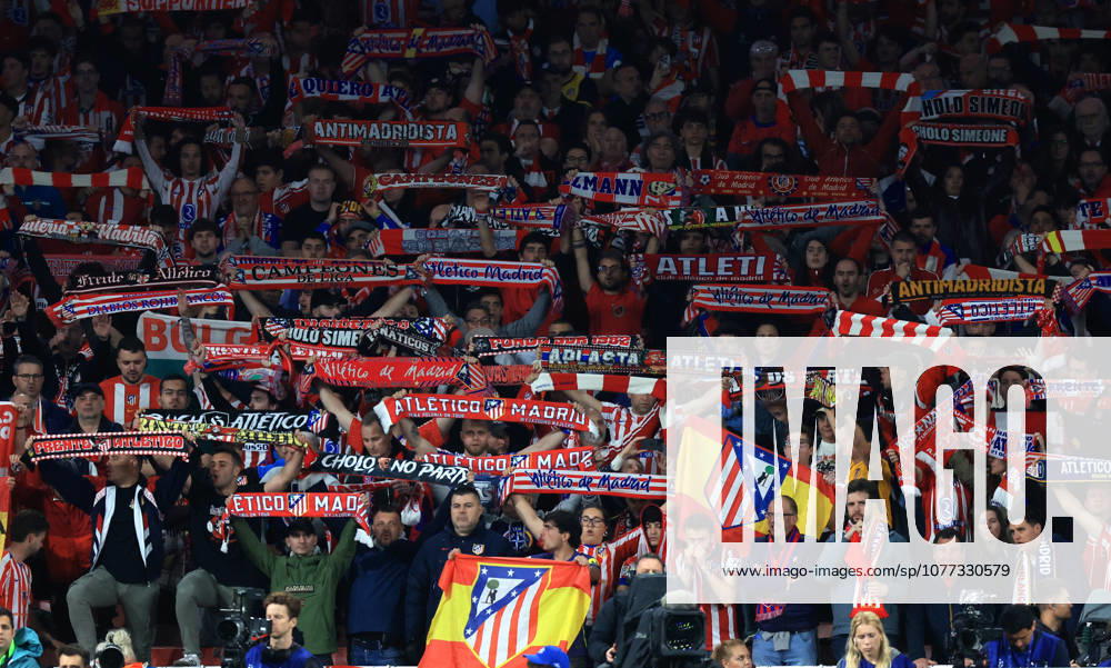 Arsenal FC v Atletico de Madrid - UEFA Champions League 2025 26 Semi Final Second Leg Atletico de Madrid supporters in the stand during the UEFA Champions League 2025 26 Semi Final Second Leg match between Arsenal FC and Atletico de Madrid at Arsenal Stadium on May 5, 2026 in London, England. WARNING! This Photograph May Only Be Used For Newspaper And Or Magazine Editorial Purposes. May Not Be Used For Publications Involving 1 player, 1 Club Or 1 Competition Without Written Authorisation From Football DataCo Ltd. For Any Queries, Please Contact Football DataCo Ltd on +44 (0) 207 864 9121 London Arsenal Stadium England United Kingdom