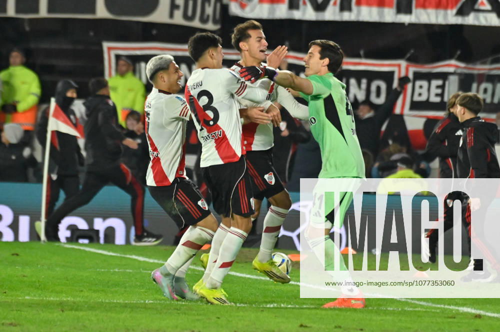 River Plate v San Lorenzo - Torneo Apertura 2026 Santiago Beltran and River Plate players celebrate their victory on penalties during a Copa de La Liga Play-Off 2026 match between River Plate and San Lorenzo at Estadio Mas Monumental Antonio V. Liberti on May 10, 2026. Buenos Aires Argentina
