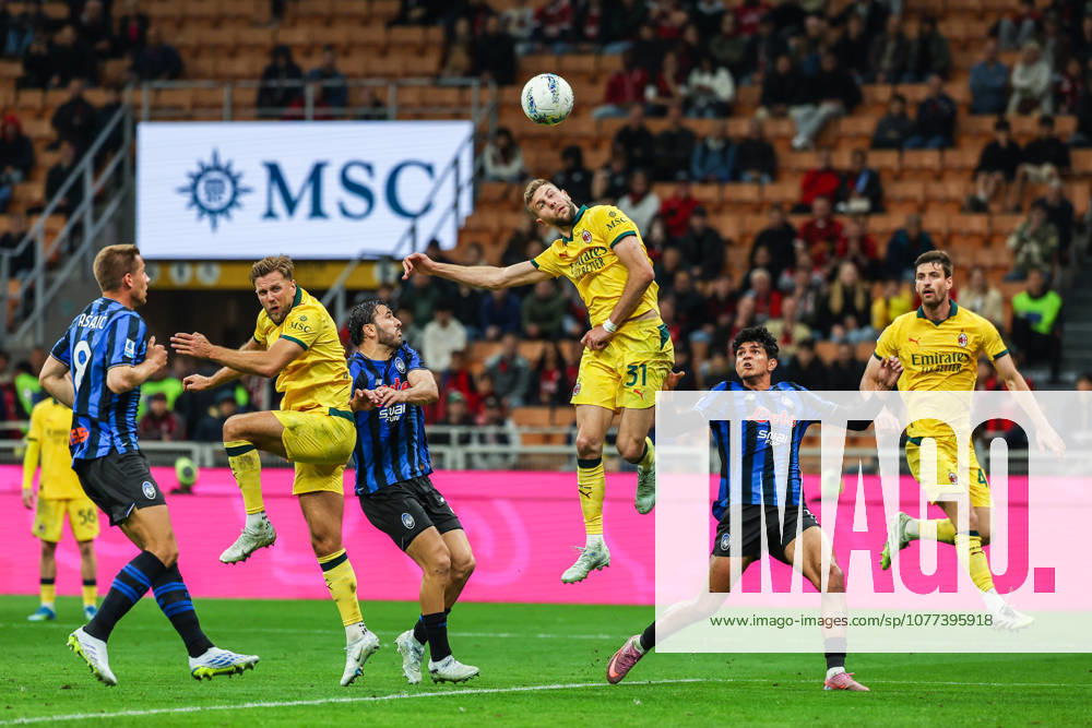AC Milan vs Atalanta BC, Serie A football, Milano, Italy Strahinja Pavlovic of AC Milan seen in action during Serie A 2025 26 football match between AC Milan and Atalanta BC at San Siro Stadium in Milan, Italy Italy, Milan, Milan, San Siro Stadium