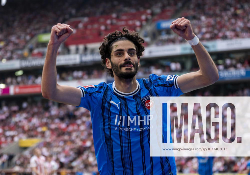 Einzelbild, Single image: Eren Dinkci (1. FC Heidenheim, 8) Jubel, jubelnd, bejubelt, jubelt, jubeln, emotionen, celebrate 1. FC Köln - 1. FC Heidenheim, Fussball, 1. Bundesliga, RheinEnergieStadion Köln, 10.05.2026 DFL regulations prohibit any use of photographs as image sequences and or quasi-video.