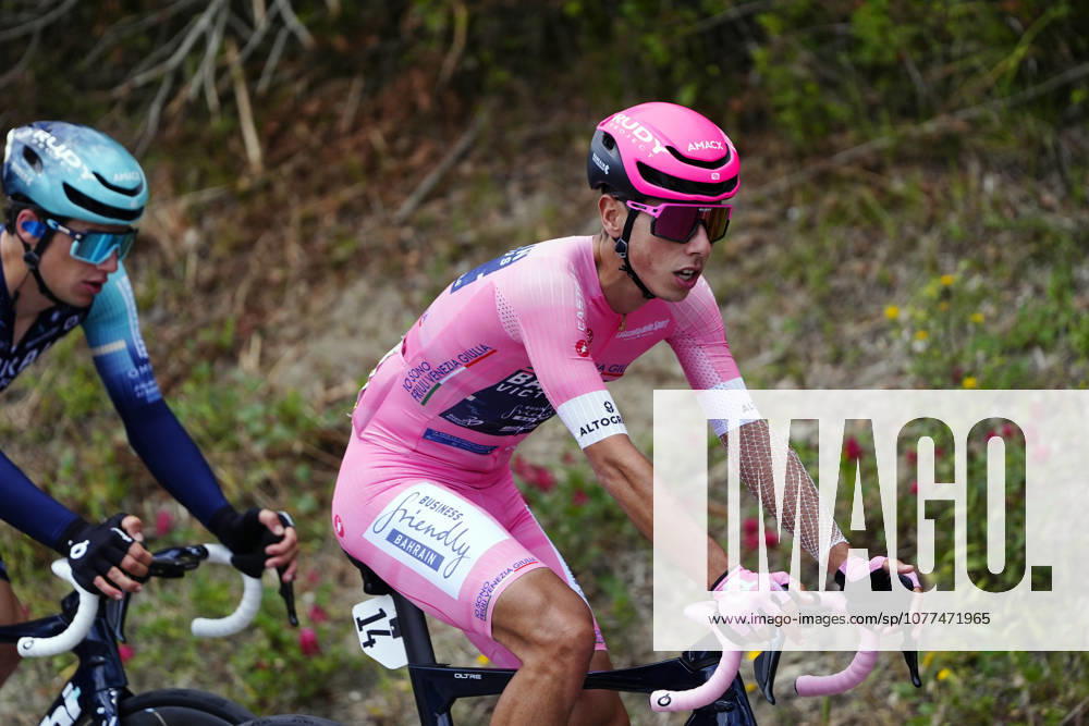 Portugals Afonso Oliveira Eulalio of Bahrain Victorious pink jersey during Stage 7 of the Giro dItalia from Formia to Blockhaus, Italy. Friday May 15, 2026.