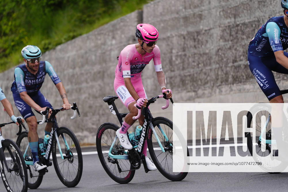 Portugals Afonso Oliveira Eulalio of Bahrain Victorious pink jersey during Stage 7 of the Giro dItalia from Formia to Blockhaus, Italy. Friday May 15, 2026.