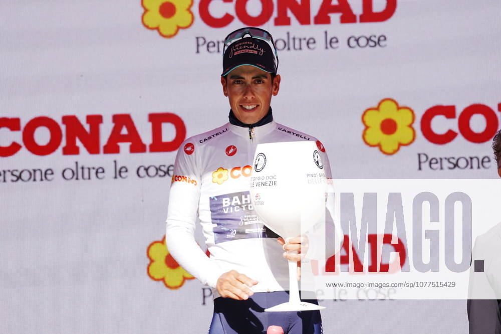 Portugals Afonso Oliveira Eulalio of Bahrain Victorious white jersey during Stage 8 of the Giro dItalia, from Chieti to Fermo, Italy, Saturday