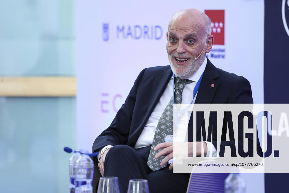 Javier Tebas, president of LaLiga, participates in a discussion on â€oeTechnology, Piracy, and Artificial Intelligence in Sports†during the ISDE Sports Convention at the Official College of Architects of Madrid on May 21, 2026, in Madrid, Spain. Madrid Spain - ZUMAa181 20260521_zaa_a181_018