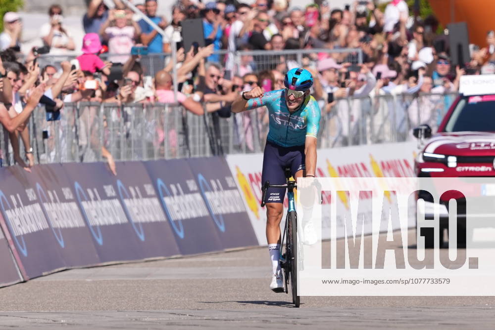 Italys Alberto Bettiol of XDS Astana Team stage winner during Stage 13 of the Giro dItalia from Alessandria to Verbania Italy, Friday May 22, 2026