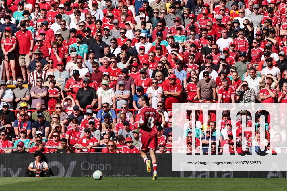 Liverpool fans watch on Dominik Szoboszlai takes the ball up the pitch Liverpool v Brentford, Premier League, Football, Anfield, Liverpool, UK - 24 May 2026Liverpool Anfield United Kingdom