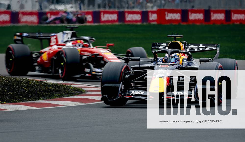 MONTREAL - Formula 1 driver Max Verstappen of Oracle Red Bull Racing in a battle with Formula 1 driver Lewis Hamilton of Scuderia Ferrari HP during the Formula 1 Canada Race at the Circuit Gilles Villeneuve on May 24, 2026 in Montreal, Canada. (Photo by DeFodi Images) -