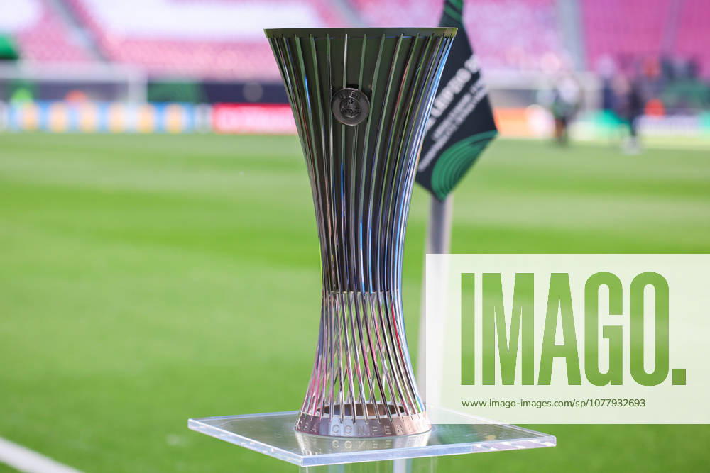 UEFA Conference League final: Crystal Palace FC Vs Rayo Vallecano A view of the trophy during the UEFA Conference League Final 2026 match between Crystal Palace FC and Rayo Vallecano at Football Arena Leipzig.