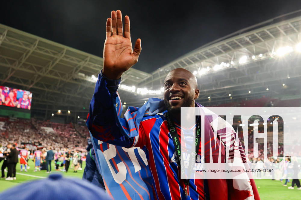 UEFA Conference League final: Crystal Palace FC Vs Rayo Vallecano Jean-Philippe Mateta celebrates a win during the UEFA Conference League Final 2026 match between Crystal Palace FC and Rayo Vallecano at Football Arena Leipzig.