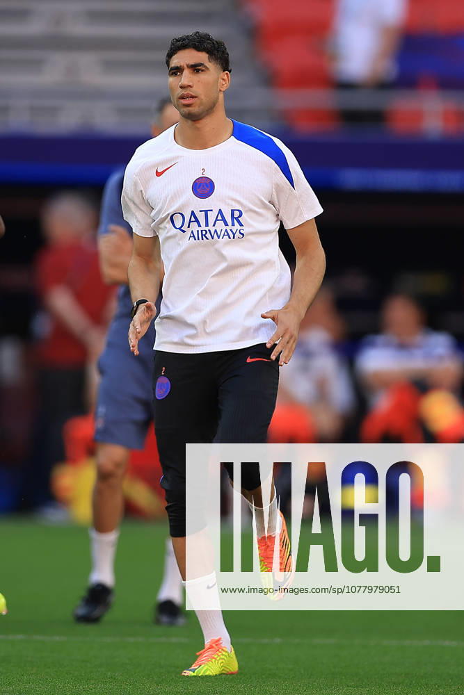 Paris Saint-Germain, Open Training Session Paris Saint-Germain Defender Achraf Hakimi (2) during the open training session for Paris Saint-Germain ahead of the Champions League Cup Final at Puskas Arena Park, Budapest, Hungary on 29 May 2026. Budapest Puskas Arena Park Hungary Editorial use only ,