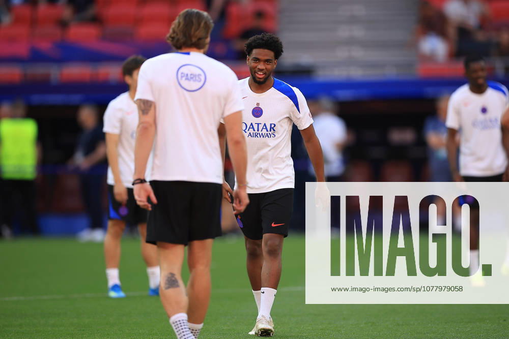 Paris Saint-Germain, Open Training Session Paris Saint-Germain Forward Ibrahim Mbaye (49) during the open training session for Paris Saint-Germain ahead of the Champions League Cup Final at Puskas Arena Park, Budapest, Hungary on 29 May 2026. Budapest Puskas Arena Park Hungary Editorial use only ,
