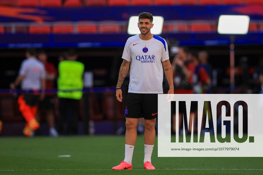 Paris Saint-Germain, Open Training Session Paris Saint-Germain Defender Lucas Beraldo (4) during the open training session for Paris Saint-Germain ahead of the Champions League Cup Final at Puskas Arena Park, Budapest, Hungary on 29 May 2026. Budapest Puskas Arena Park Hungary Editorial use only ,