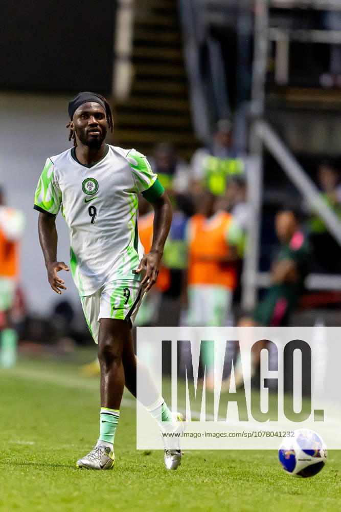 Jamaica v Nigeria, Unity Cup London 2026, Cup Final Nigeria forward Terem Moffi (9) plays a pass during the Unity Cup London 2026 match between Jamaica and Nigeria at The Valley, London, UK on 30 May 2026. London The Valley Greater London UK Editorial use only ,