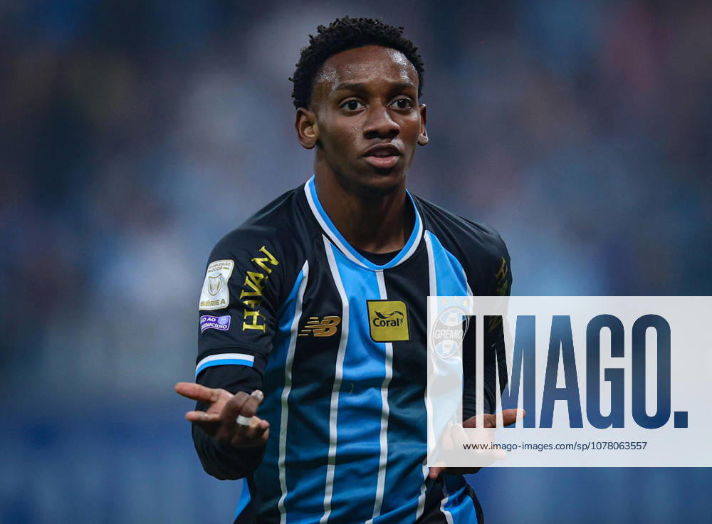 30th May, 2026; Arena do Gremio Stadium, Porto Alegre, Brazil; Brazilian Serie A Football, Gremio versus Corinthians; Gabriel Mec of Gremio celebrates after scoring the first goal of his team RichardxDucker DiaEsportivo