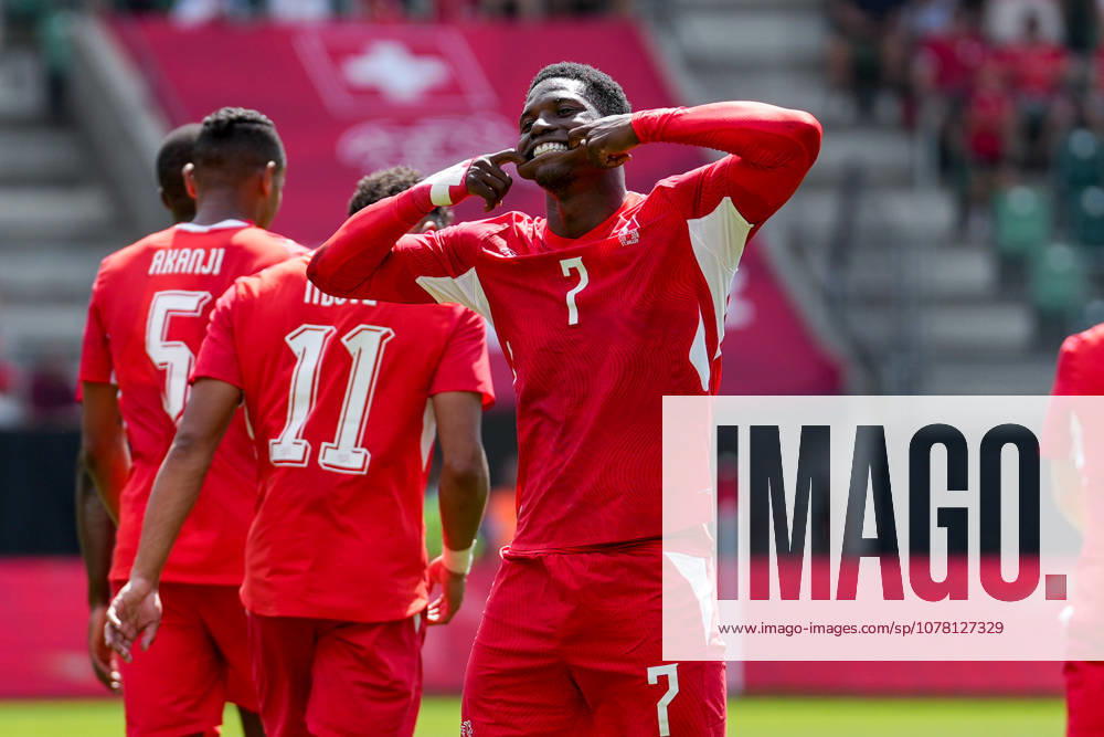 Fussball, Länderspiel: Schweiz vs. Jordanien, Sonntag, 31.05.2026 (kybunpark, St. Gallen); Breel Embolo (7, Schweiz) jubelt nach seinem Treffer