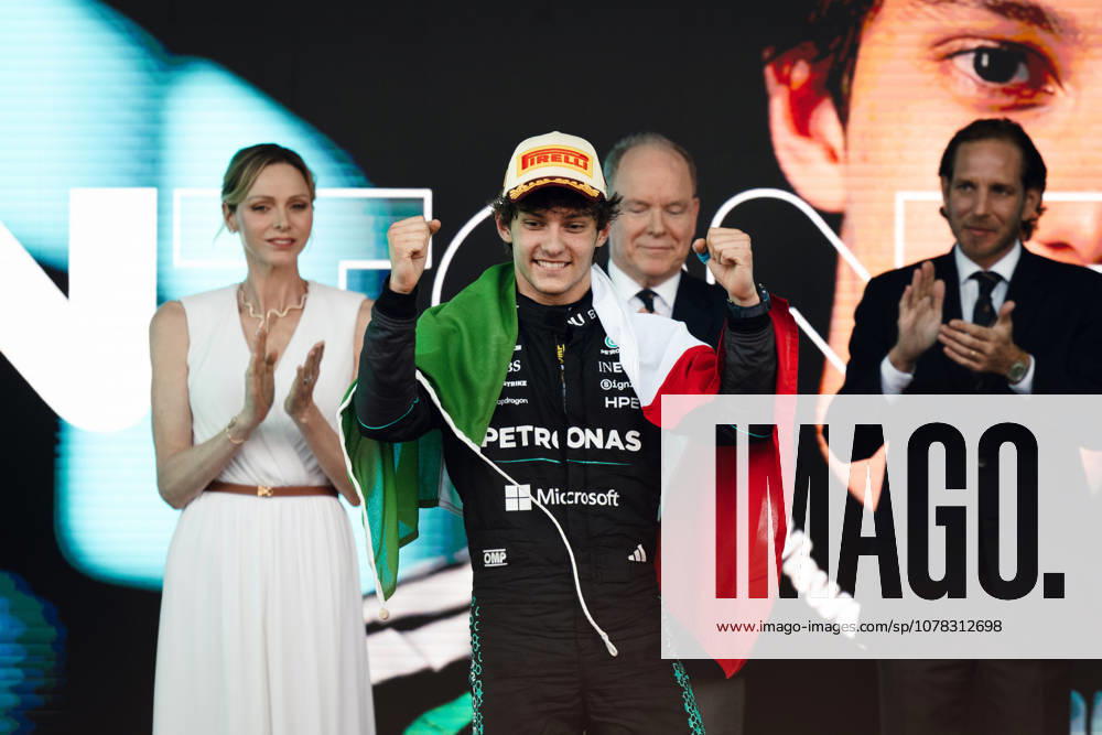 Monte Carlo, Monte Carlo, Principality of Monaco: ANDREA KIMI ANTONELLI (12, Mercedes AMG Petronas F1 Team, ITA, Italian F1 Driver, W17) during the Formula 1 Podium on Race Day (Sunday) at the Formula 1 Louis Vuitton Grand Prix de Monaco 2026 in Monte Carlo, Principality of Monaco Monte Carlo Principality of Monaco - ZUMAr193 20260607_zsp_r193_020