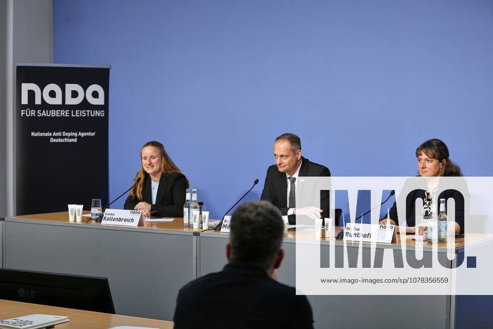 Berlin, Deutschland, 09.06.2026: Haus der Bundespressekonferenz: Pressekonferenz: Nationale Anti Doping Agentur Deutschland (NADA): L-R: Annika Kollenbroich, Lars Mortsiefer, Eva Bunthoff