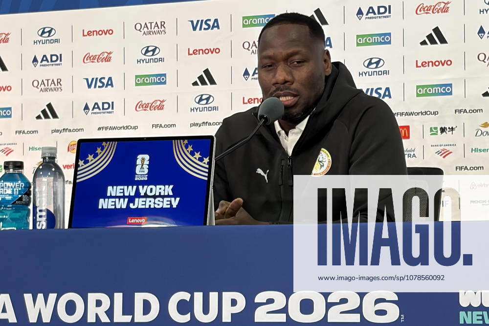 Senegal s coach, Pape Thiaw, speaks at a press conference, PK, Pressekonferenz in New Jersey, United States, 15 June 2026. Pape Thiaw s press conference in the United States !ACHTUNG: NUR REDAKTIONELLE NUTZUNG!