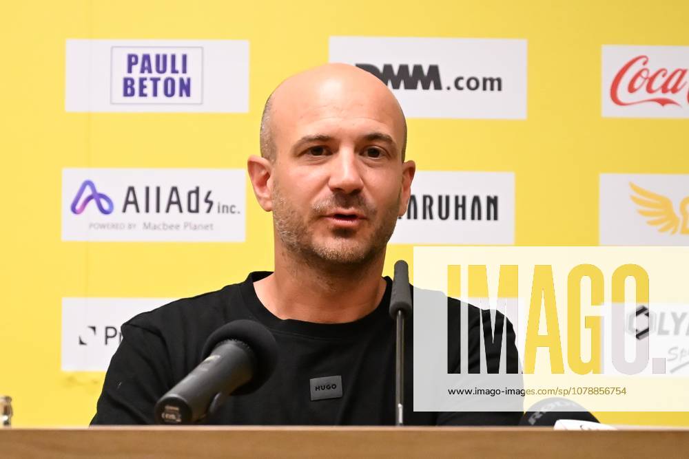 STVV s head coach Frederic De Meyer pictured during a press conference, PK, Pressekonferenz of Belgian first division soccer team Sint-Truiden VV, on Friday 26 June 2026 in Sint-Truiden, in preparation of the upcoming 2026-2027 Belgian first division soccer season. JILLxDELSAUX x179367274x