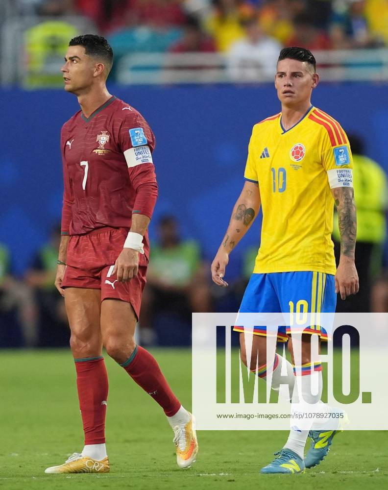 Cristiano Ronaldo of Portugal and James Rodriguez of Colombia Colombia v Portugal, 2026 FIFA World Cup, WM, Weltmeisterschaft, Fussball Group K, Football, Miami Stadium, Miami, Florida, USA - 27 Jun 2026Miami Miami Stadium Florida (FL) United States of America
